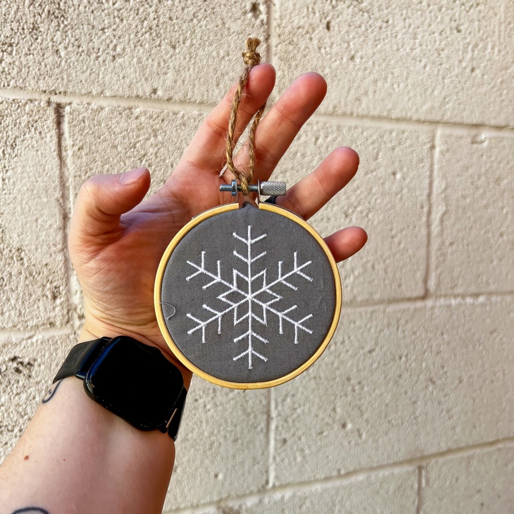 Christmas Snowflake Embroidered Ornament (Handmade)